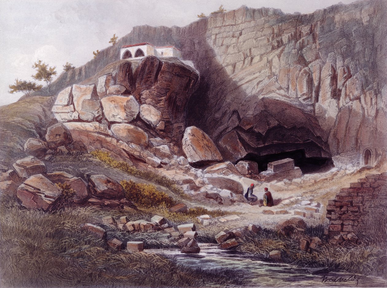 Jordanin lähde, kaiverrus Jean Jacottet (1806-n. 1843) tekijältä Dutch School
