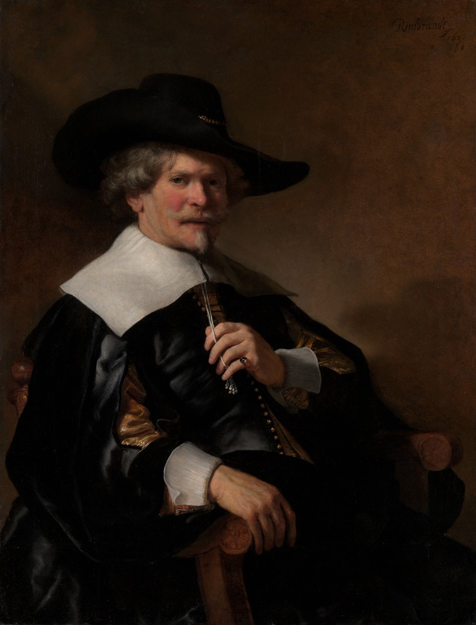 Nojatuolissa istuvan miehen muotokuva, n. 1640-50. tekijältä Dutch