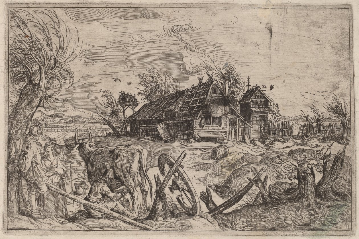 Maisema maalaistalon kanssa tekijältä Dutch 17th Century, formerly Jacques de Gheyn II