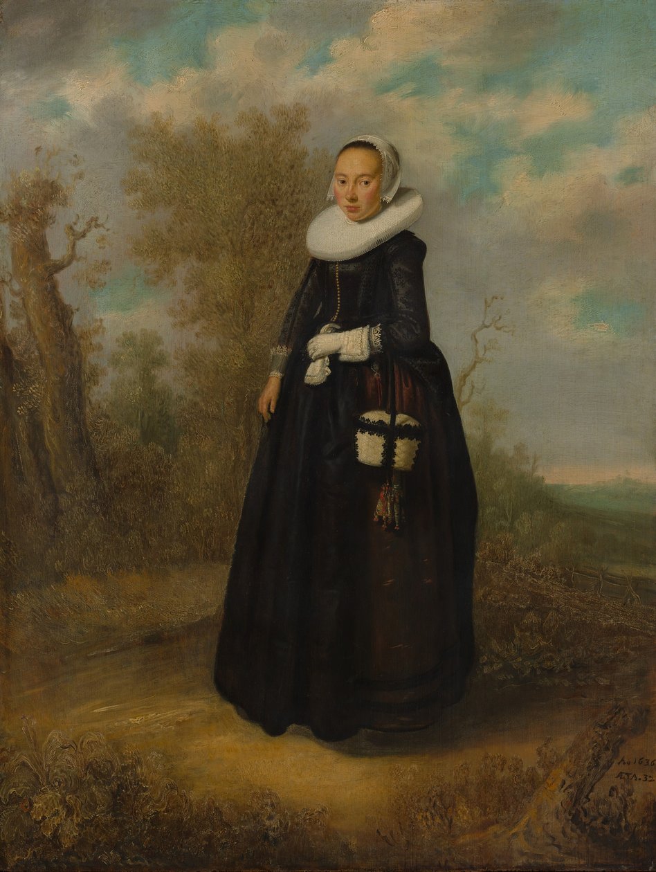 Nuori nainen maisemassa. tekijältä Dutch Painter