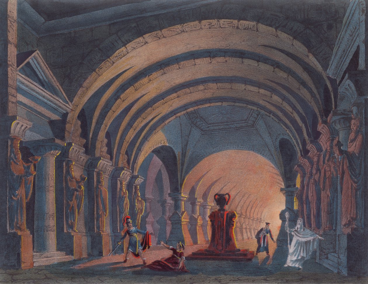 Rossinin 4th Act of Semiramis, joka julkaistiin teoksessa lavastussuunnittelusta Amsterdamissa vuonna 1845 tekijältä Dutch School