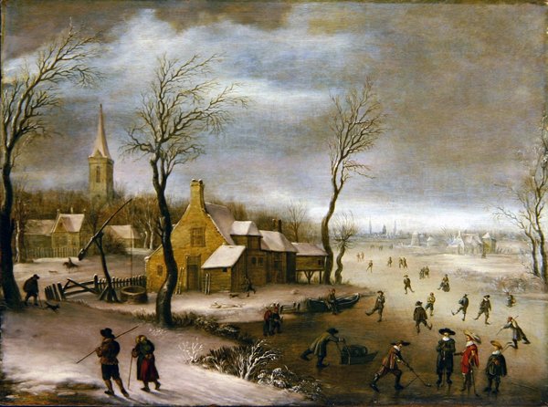 Talvimaisema Kolf-pelaajien kanssa tekijältä Dutch School