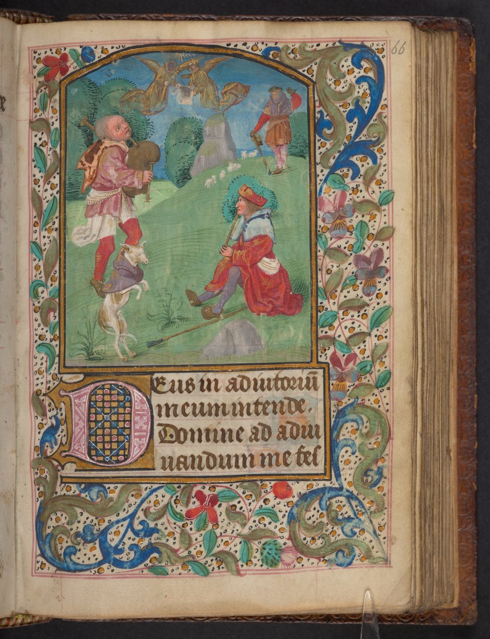 Annunciation to the Shepherds, Harley 2923, f.66r, n.1480 (vellum) tekijältä Dutch School