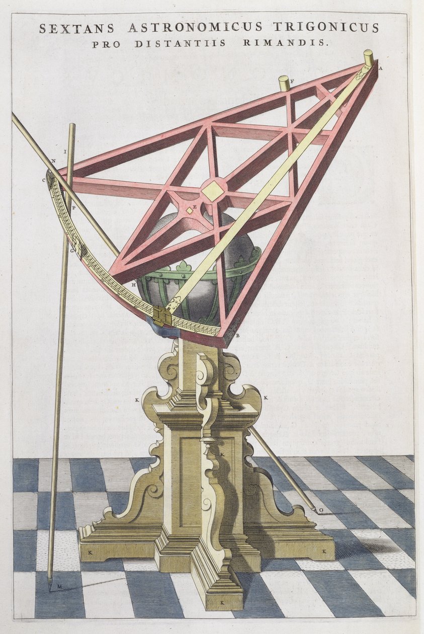 Tycho Brahen (1546-1601) tähtitieteellinen sekstantti Joan Blaeun (1596-1673) Amsterdamin kartasta, 1665 tekijältä Dutch School