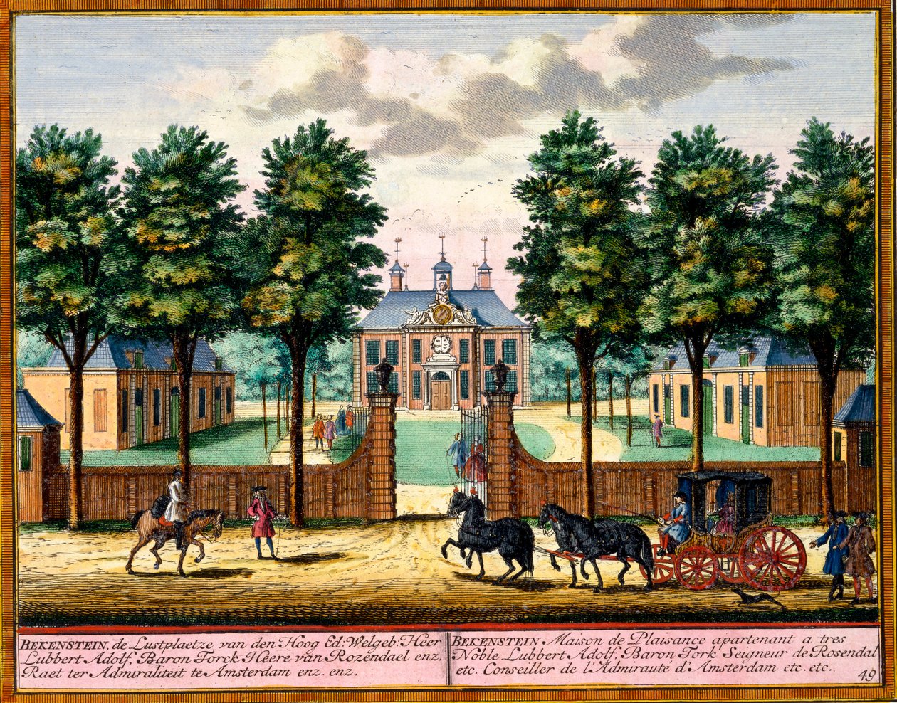 Bekenstein House of Pleasure, Hendrick de Lethin ja Matthias Brouerius Van Nidekin Het Zeganpralent Kennemerlantista, julkaistu n. 1700-30 tekijältä Dutch School