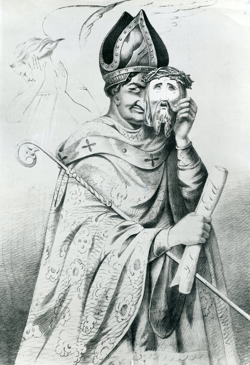 Karikatyyri paavi Pius IX:stä (1792-1878) tekijältä Dutch School