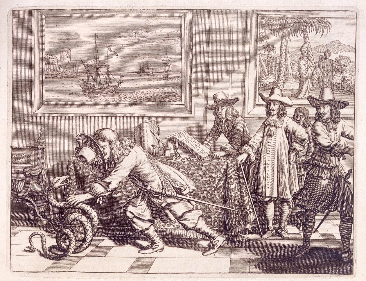 Hollannin upseerihuoneisiin tunkeutuneen kobran tekeminen, 1672 tekijältä Dutch School