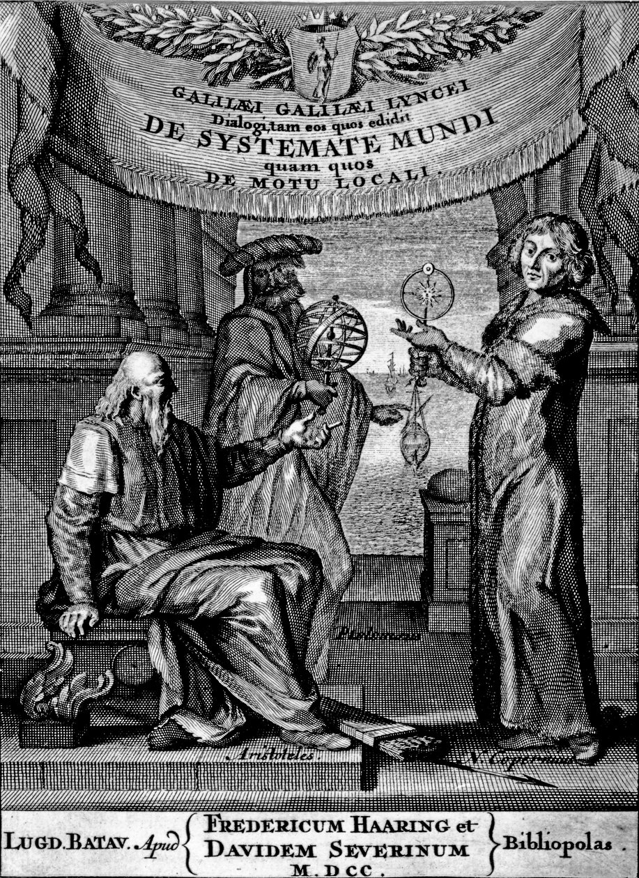 Galileon Dialogus De Systemate Mundi -julkaisu, vuonna 1641 julkaistu painos tekijältä Dutch School