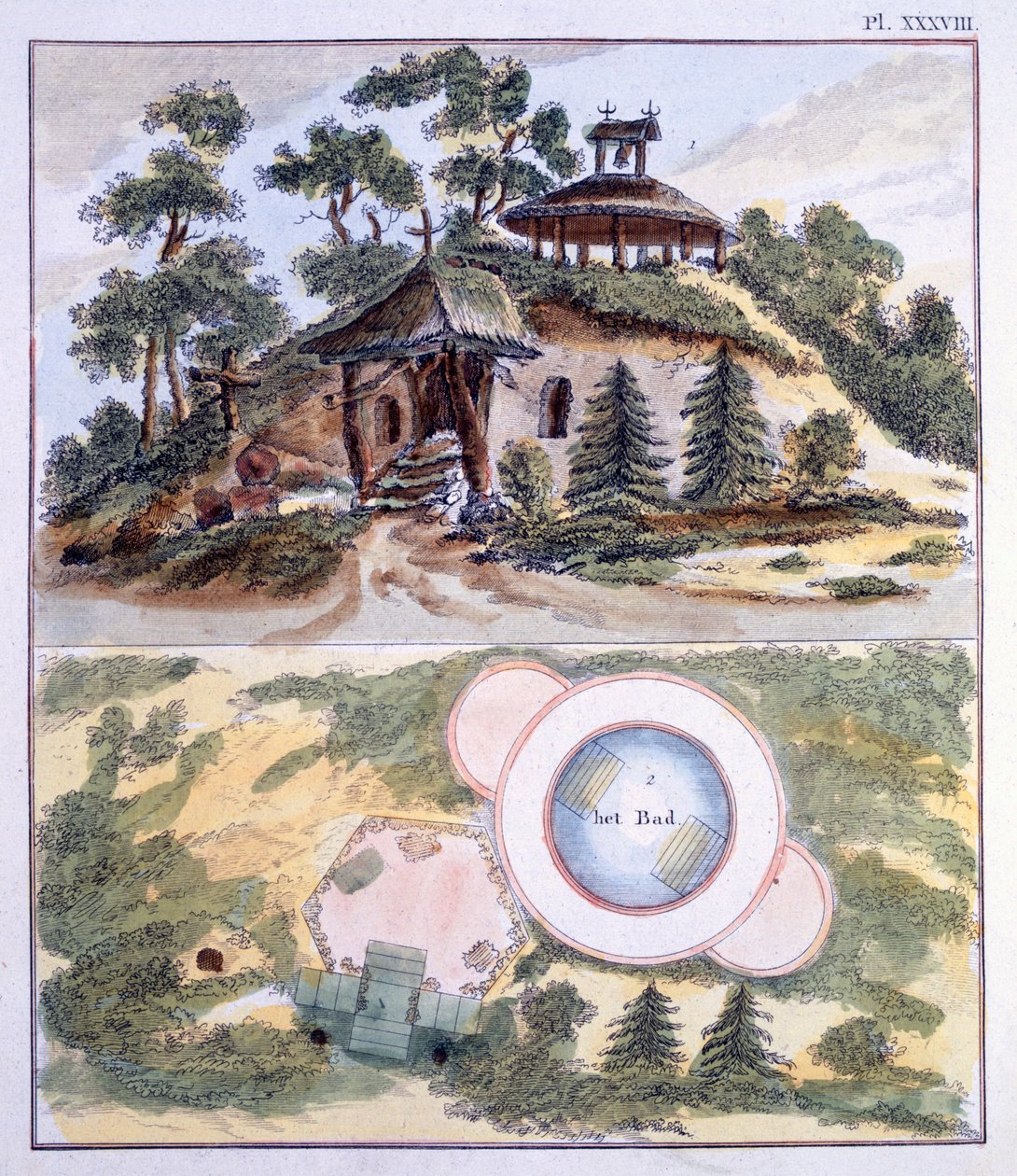 Puutarhakoristeet, G. van Laarin Magazine of Garden Gems, julkaistu 1802 tekijältä Dutch School
