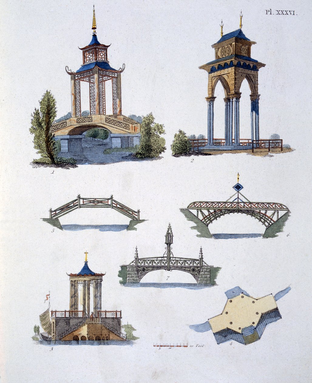 Puutarhakoristeet, G. van Laarin Magazine of Garden Gems, julkaistu 1802 tekijältä Dutch School