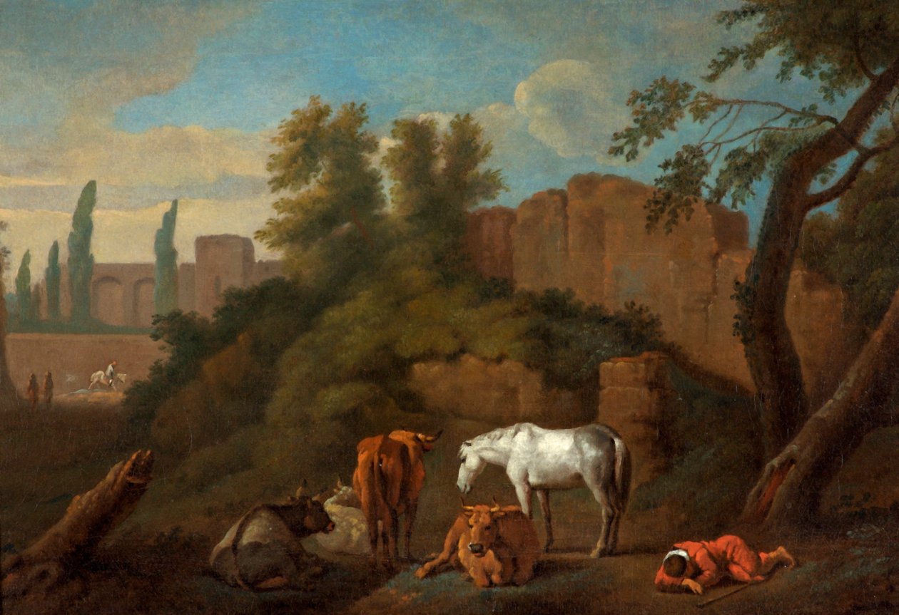 Maisema nukkuvan pojan kanssa, n. 1650 tekijältä Dutch School