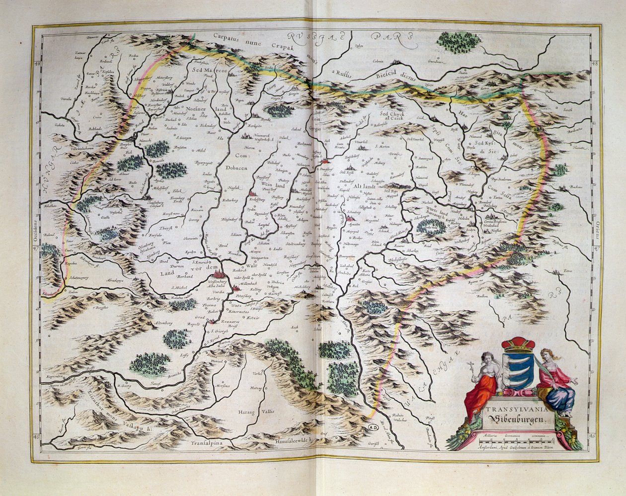 Transilvanian kartta, atlas, Amsterdam, 1657 tekijältä Dutch School