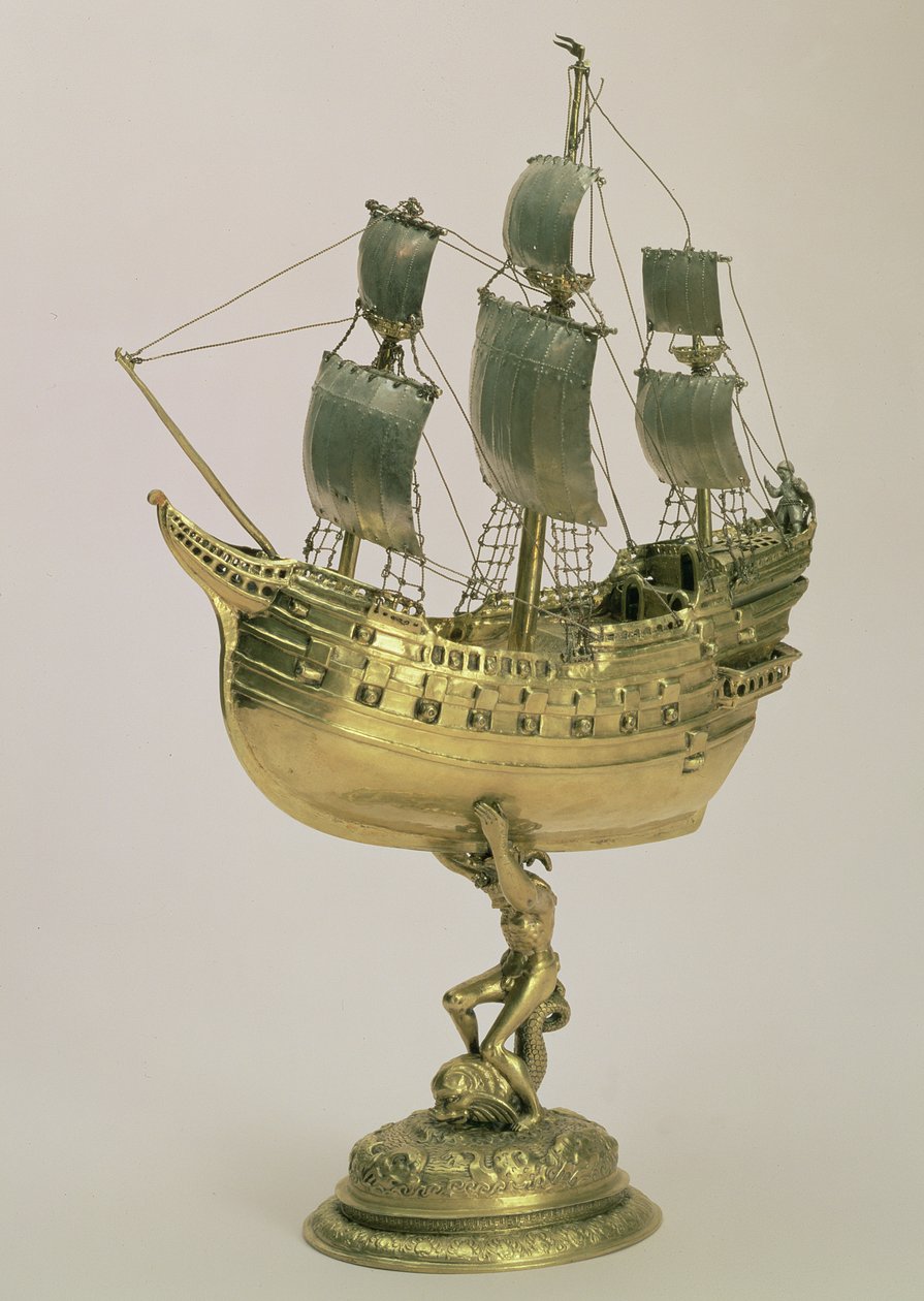 Model Warship, Amsterdam, 1595-96 (kullattua hopeaa) tekijältä Dutch School