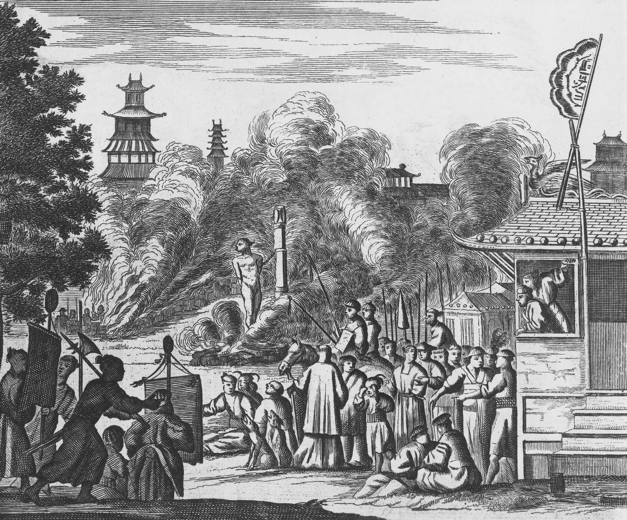 Kristittyjen vaino Japanissa, n.1680 (kaiverrus) tekijältä Dutch School