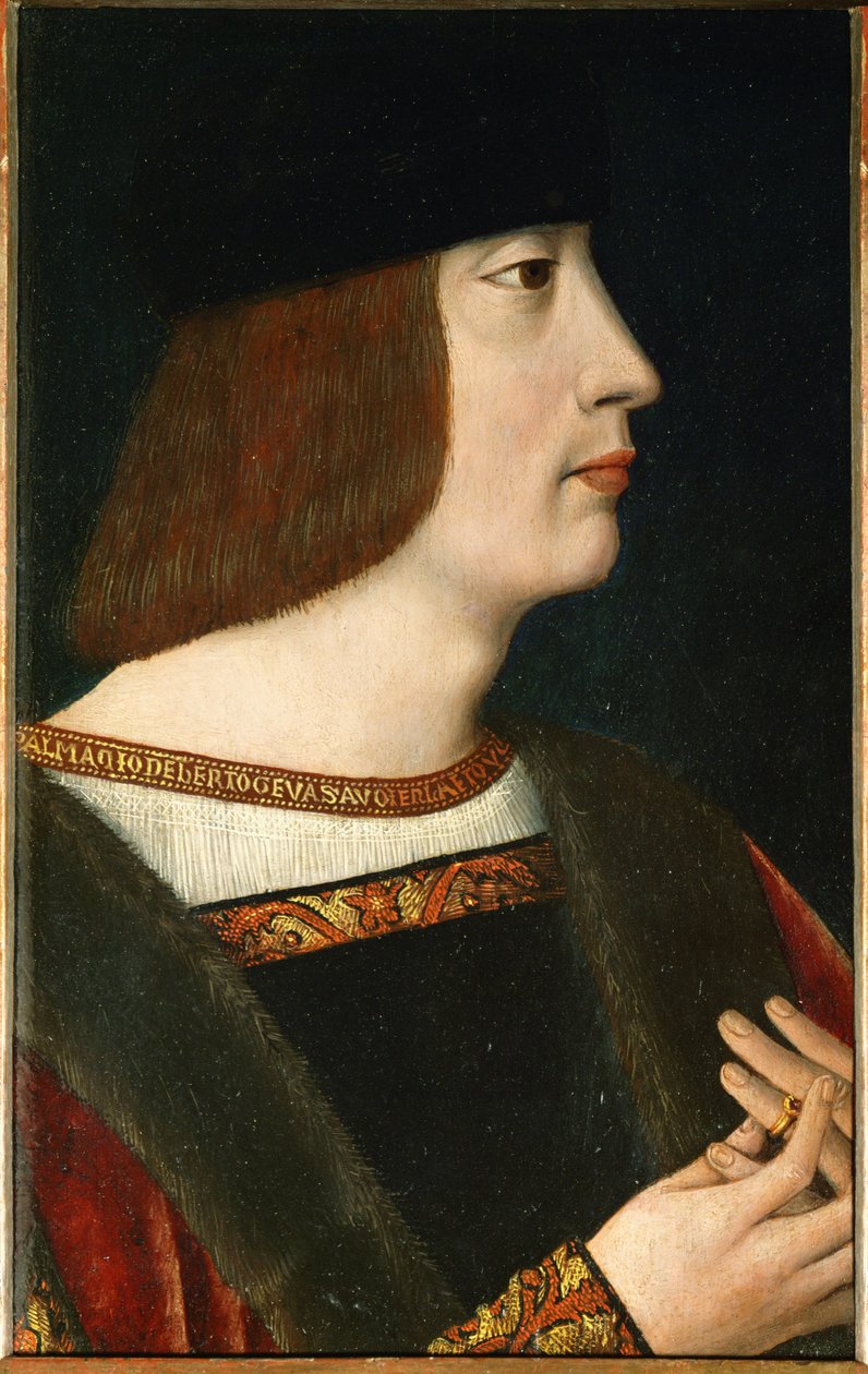 Philibert II, Savoijin herttua, Itävallan Margaretan toinen aviomies (maalaus puulle) tekijältä Dutch School