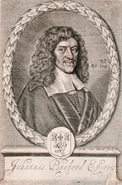 Frederick Hendrick van Hoven (n. 1628-98) kaivertama John Playfordin (1623-86) muotokuva (kaiverrus) tekijältä Dutch School