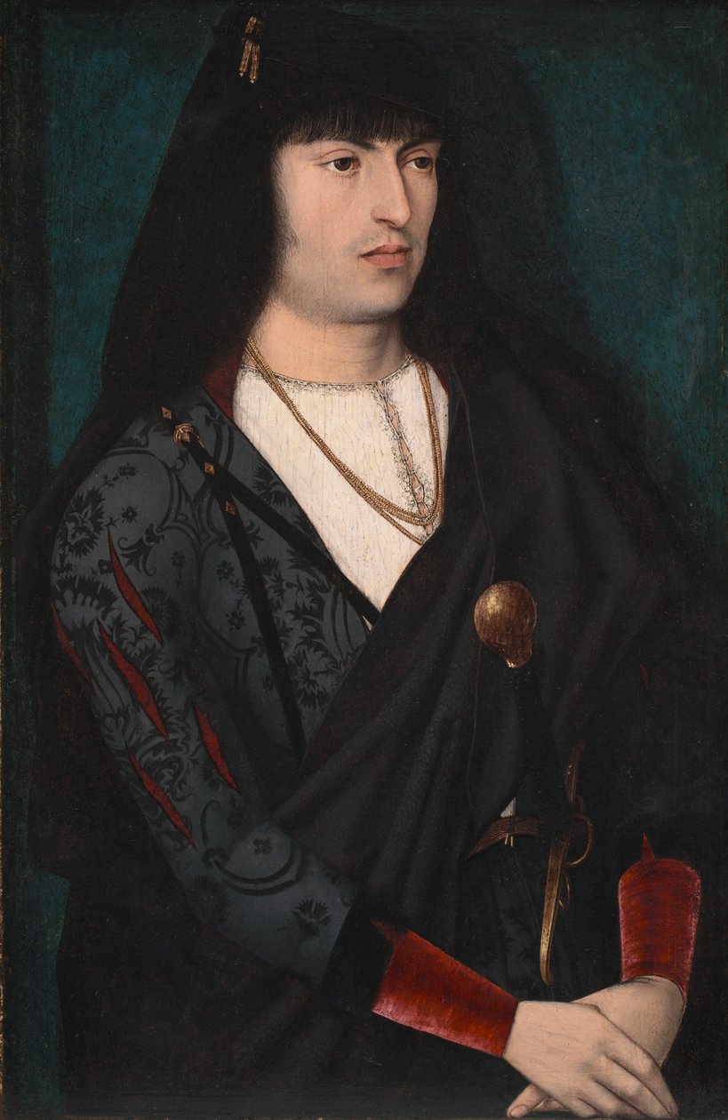 Miehen muotokuva, noin 1480-1500 (öljy puulle). tekijältä Dutch School