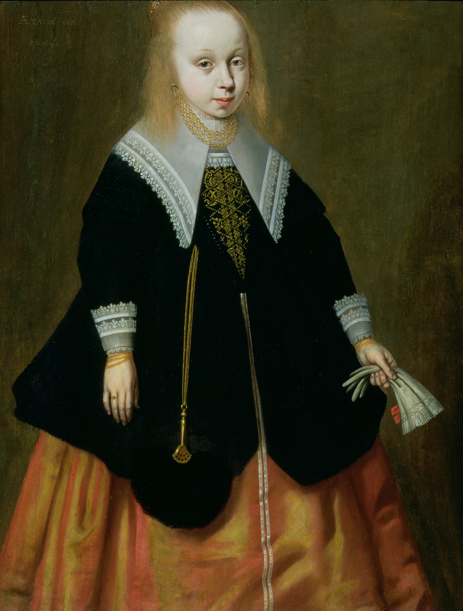 Nuoren tytön muotokuva, Friesland School, 1644 tekijältä Dutch School