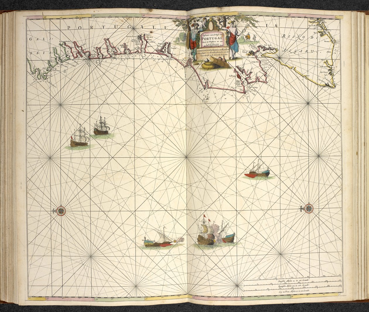 Portugali, The Great New Augmented Sea Atlas tai Water World. Näyttää huokauksissa maan kaikki meren rannikot...