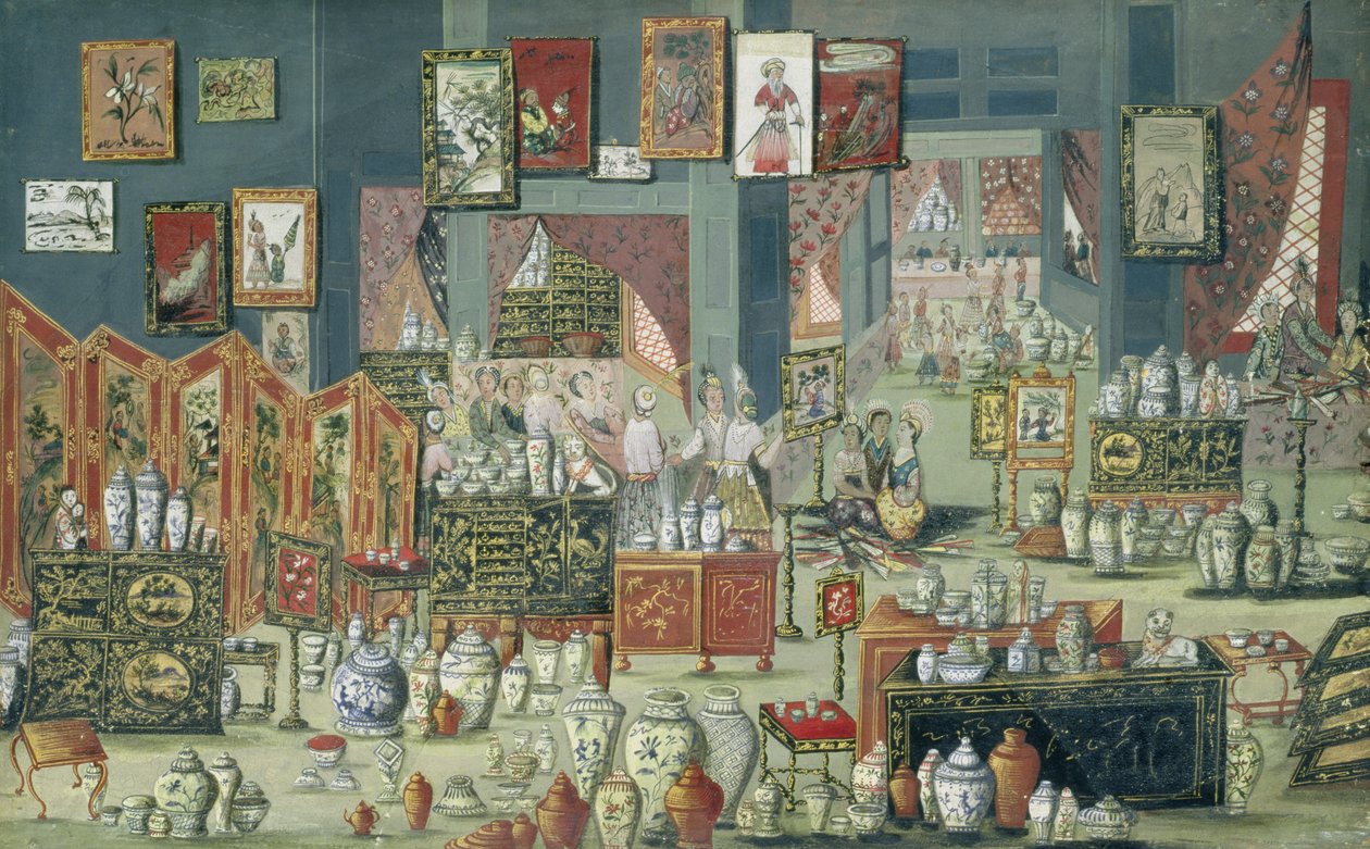 Kiinalaisia tuotteita myyvä kauppa, 1680-1700 tekijältä Dutch School