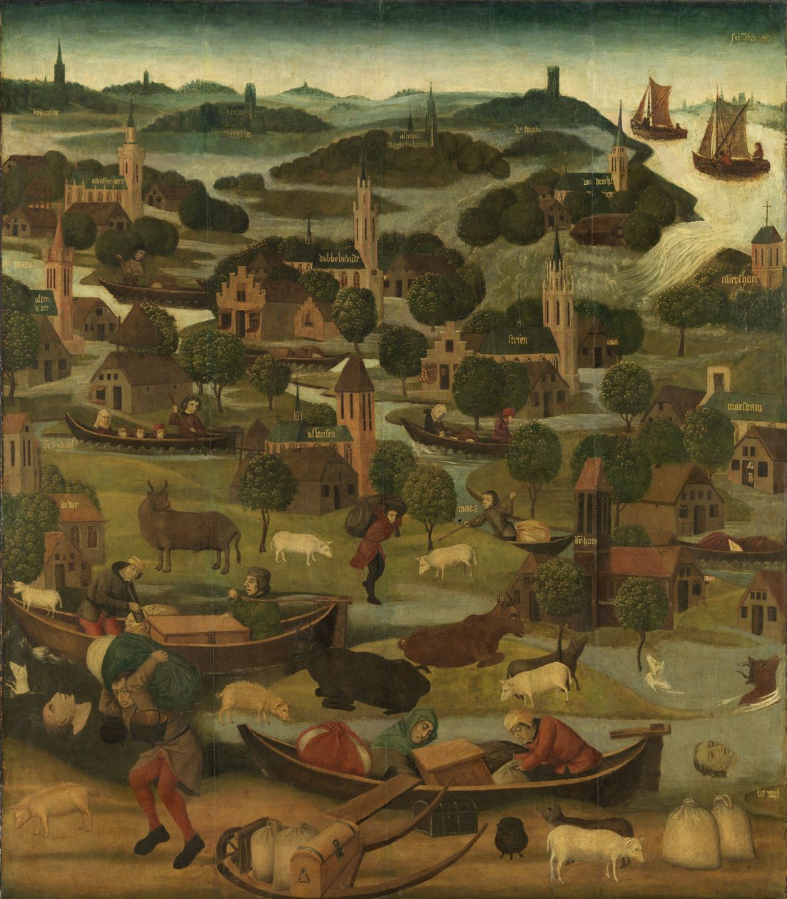 Pyhän Elisabethin mestari St Elizabeth Flood -paneelit n. 1490-1495 tekijältä Dutch School