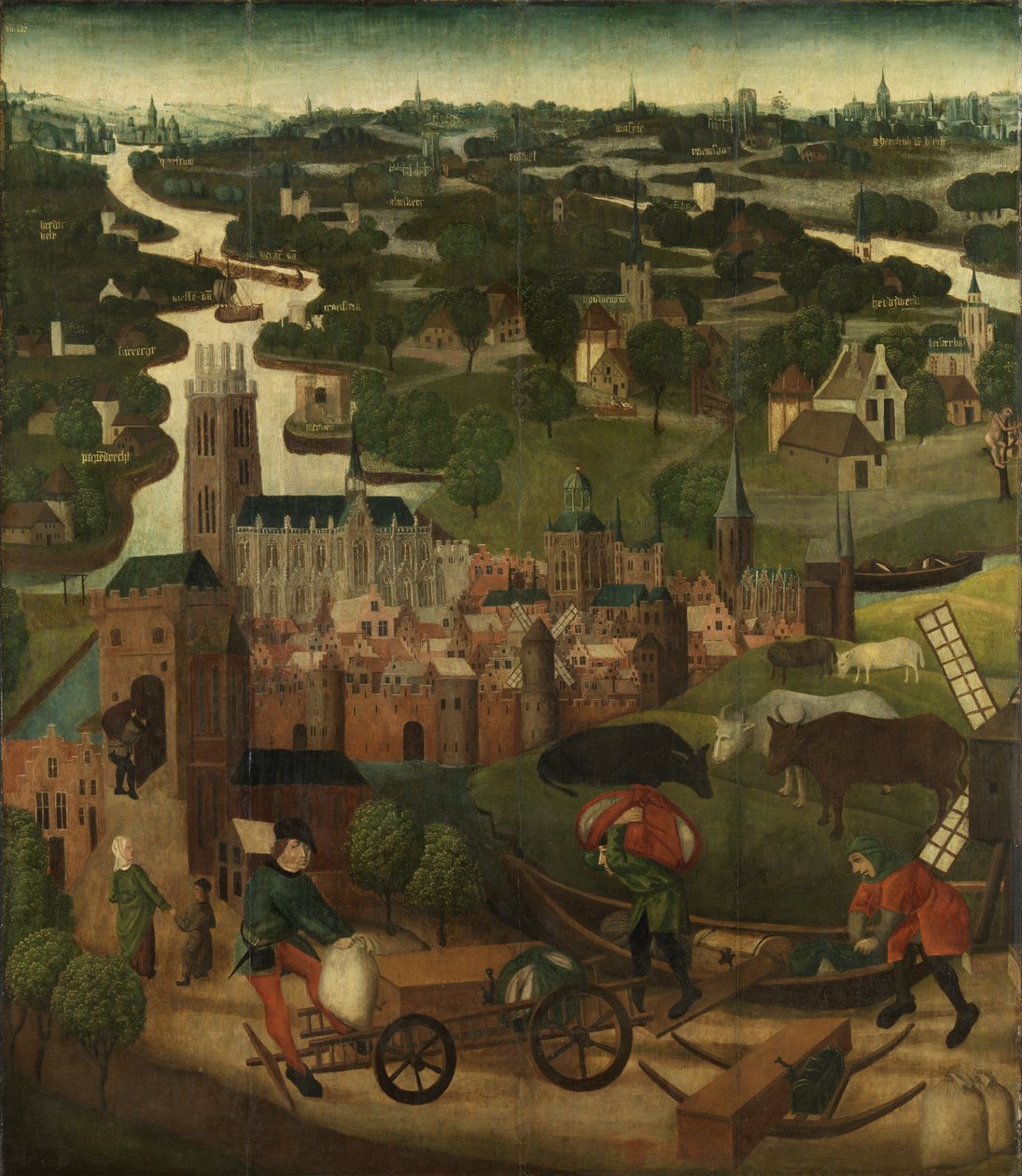 Pyhän Elisabethin mestari St Elizabeth Flood -paneelit n. 1490-1495 tekijältä Dutch School