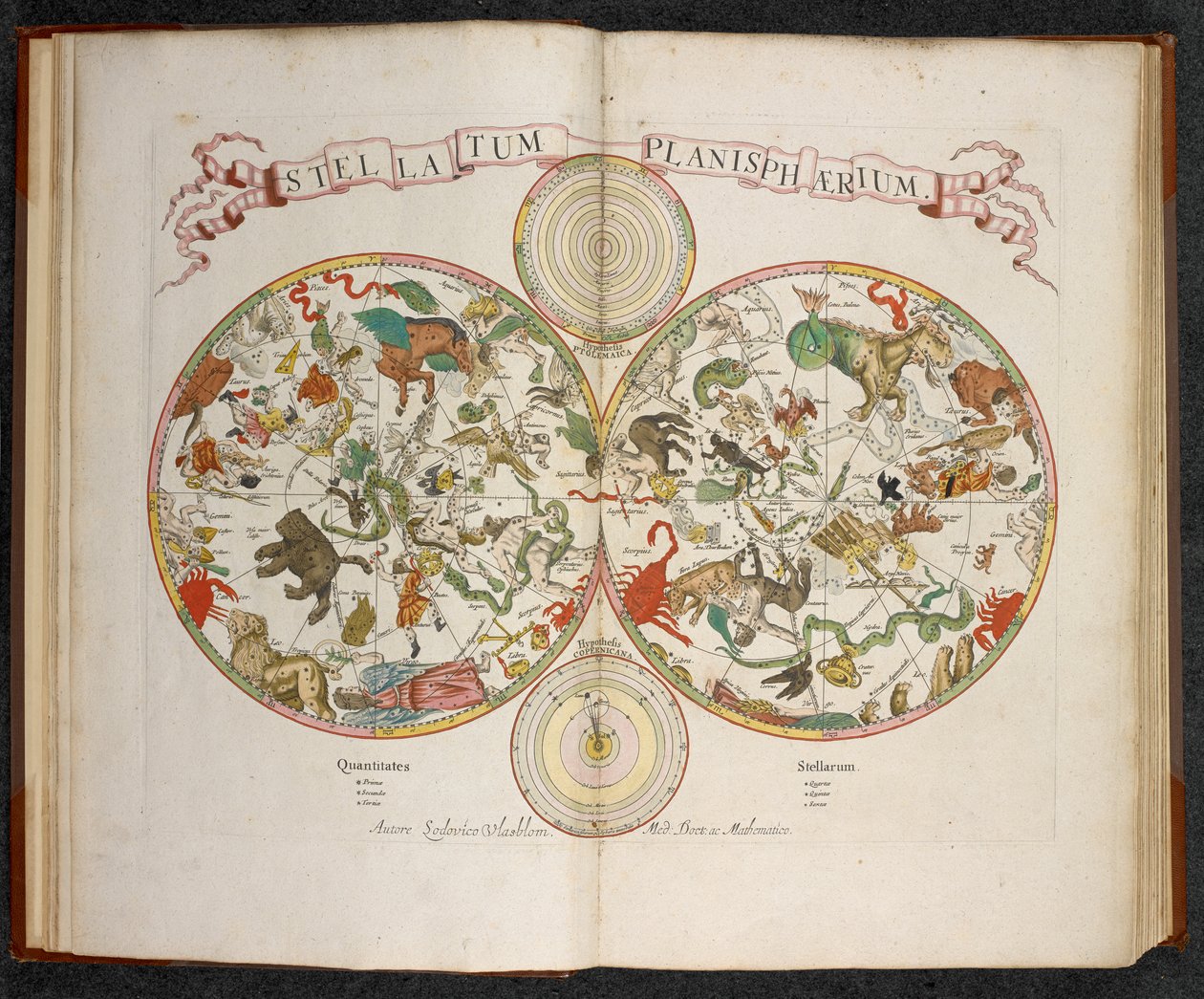 Stellatum Planisphaerium, planisfääri, jossa on horoskooppimerkkejä tekijältä Dutch School