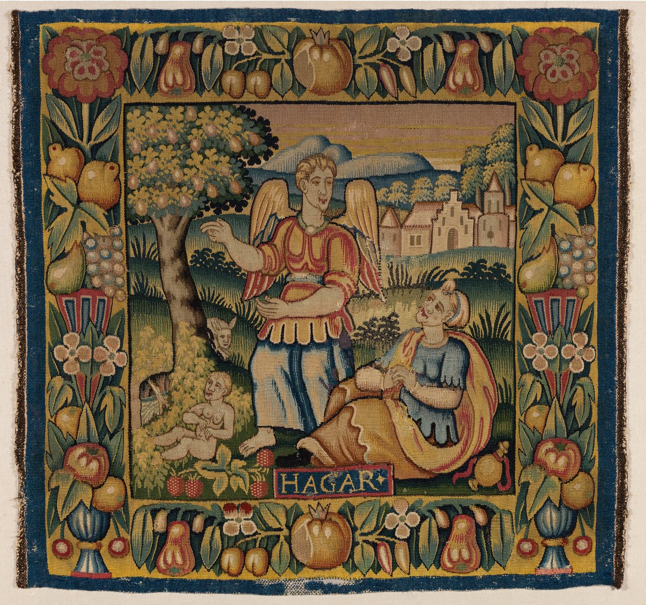 Kuvakudos, Hagar ja Ismael, valmistettu Amsterdamissa, Hollannissa tai Hampurissa, Saksassa, 1600-luvun alku (kuvakudos) tekijältä Dutch School