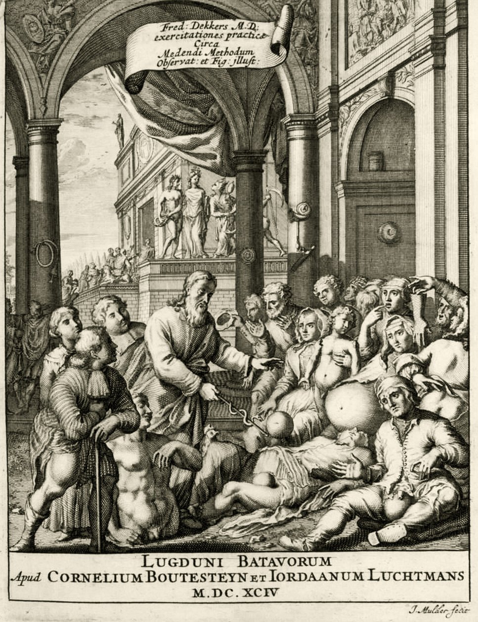 Otsikkosivu Frederik Dekkersin Lääketieteen käytännöstä, 1694 tekijältä Dutch School