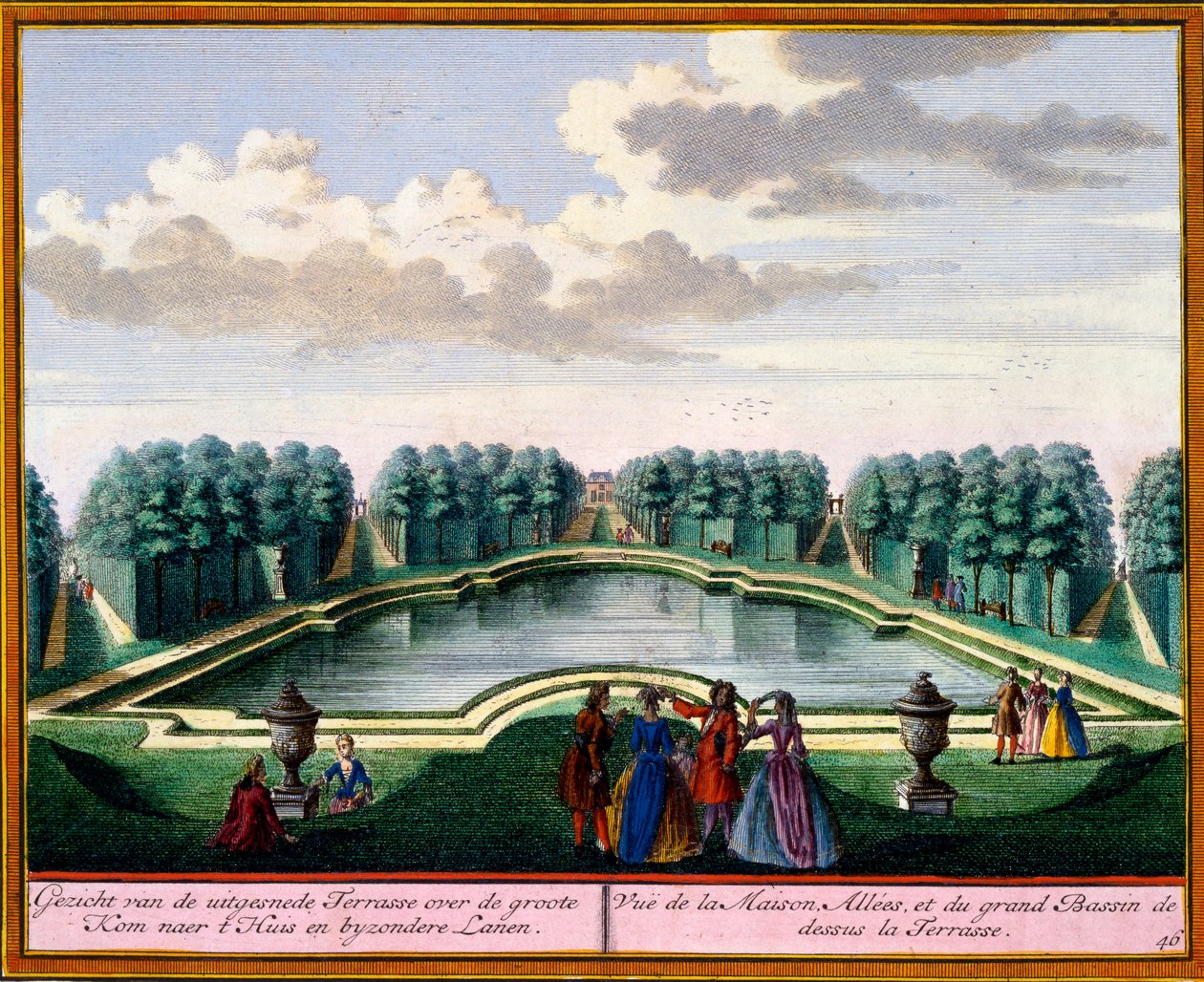 Näkymä Hendrick de Lethin ja Matthias Brouerius Van Nidekin Het Zeganpralent Kennemerlantista, julkaistu n. 1700-30 tekijältä Dutch School