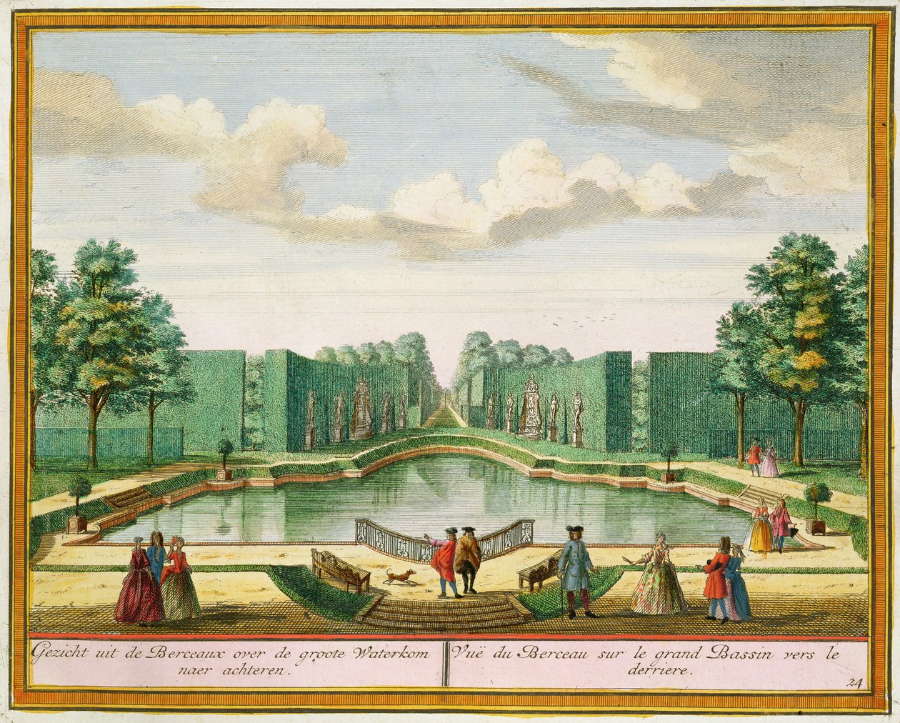 Näkymä suuren järven luosta Het Zeganplant Kennemerlantista, Hendrick de Leth ja Matthias Brouerius Van Nidek, julkaistu n. 1700-1730 tekijältä Dutch School
