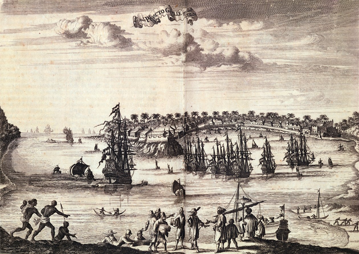 Näkymä satamasta ja Gallen kaupungista, julkaistu Amsterdamissa 1676 tekijältä Dutch School
