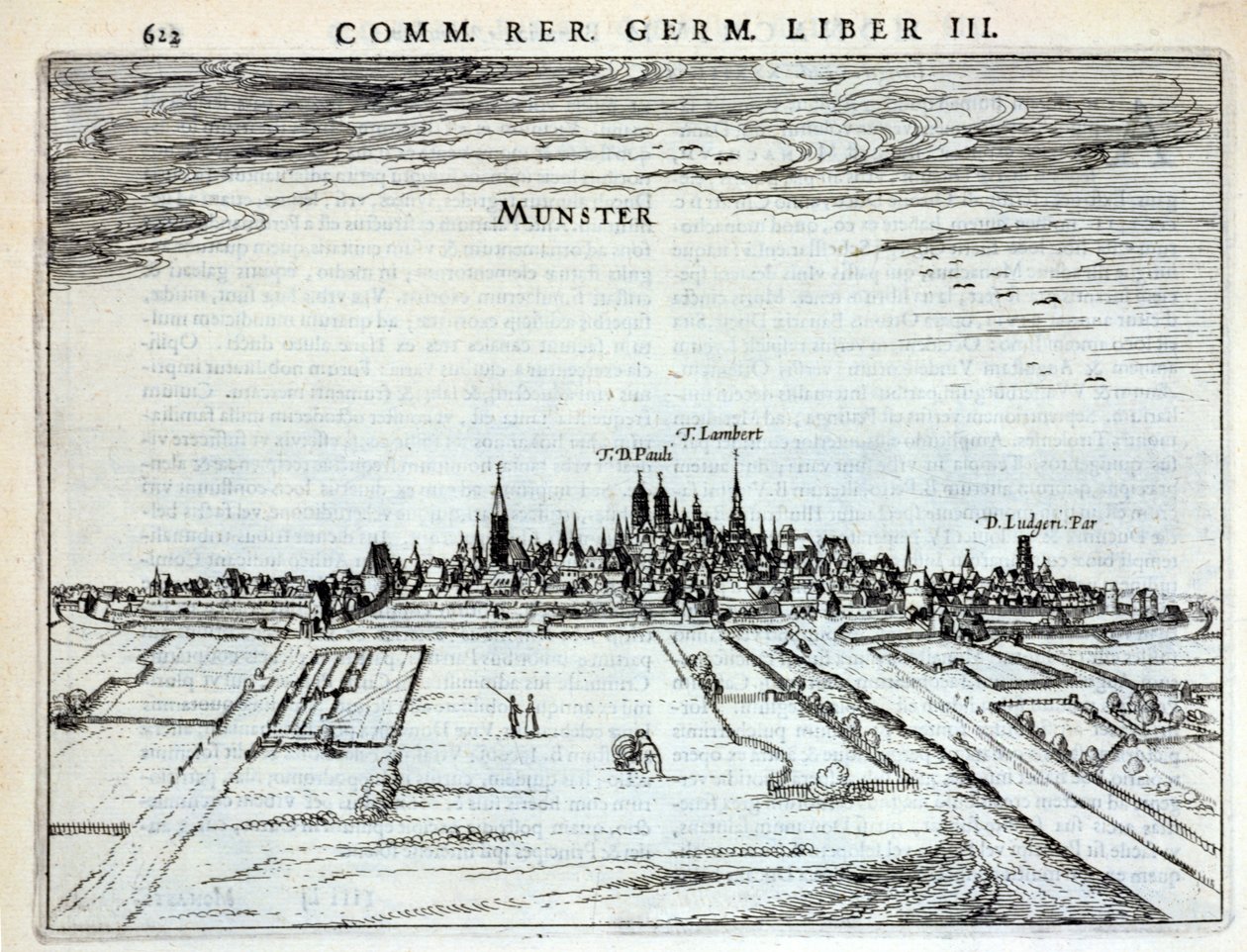 Näkymä Munsterin kaupunkiin Rerum Germanicarumilta, P. Bertin, Amsterdam 1616 tekijältä Dutch School