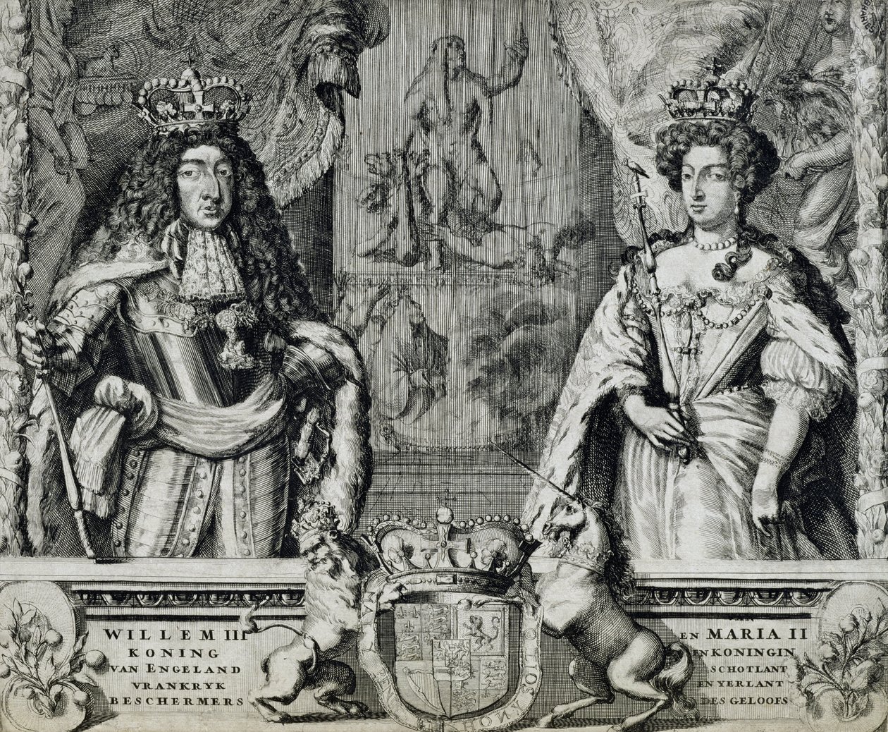 Vilhelm III (1650-1702) ja Maria II (1662-94), n. 1688-1794 tekijältä Dutch School