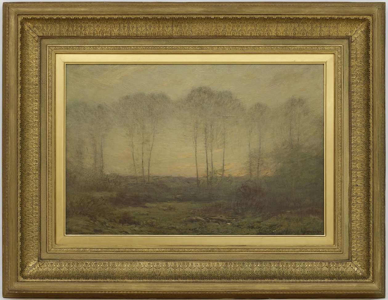 Aamu, 1906 (öljy puulevylle) tekijältä Dwight William Tryon