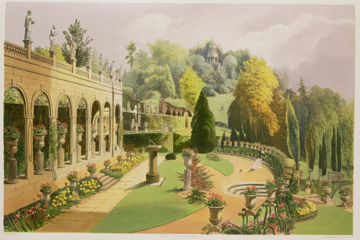 Alton Gardens, teoksesta The Gardens of England, 1857 tekijältä E. Adveno Brooke