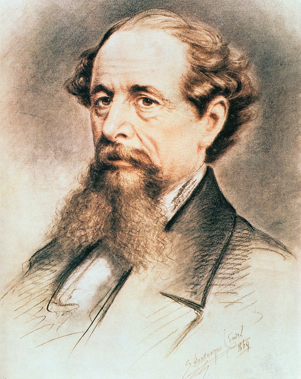 Charles Dickensin muotokuva, 1869 tekijältä E. Goodwyn Lewis