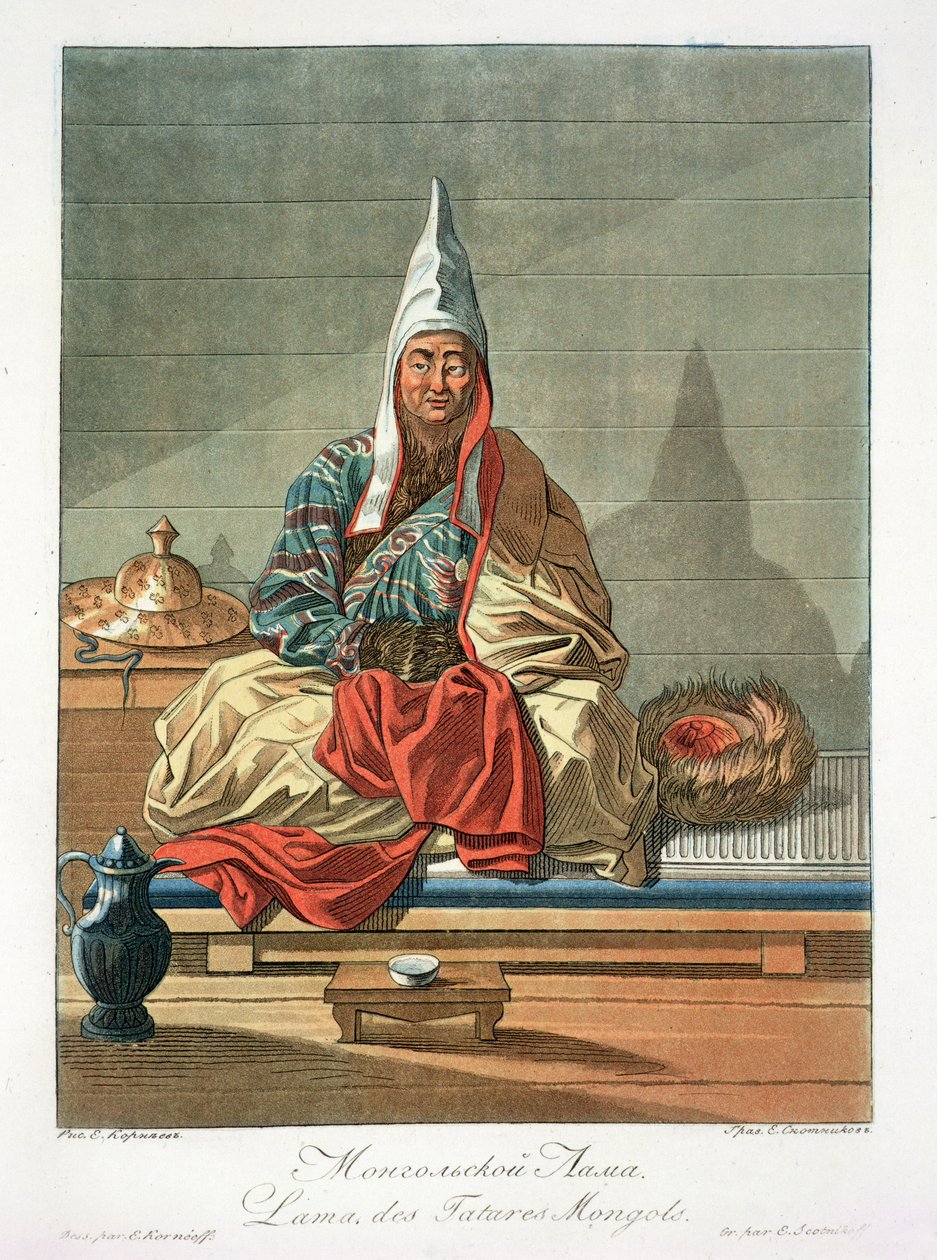 Mongolian tataarien lama, kaiverrus Jegor Skotnikoff (1782-1843) tekijältä E. Karnejeff