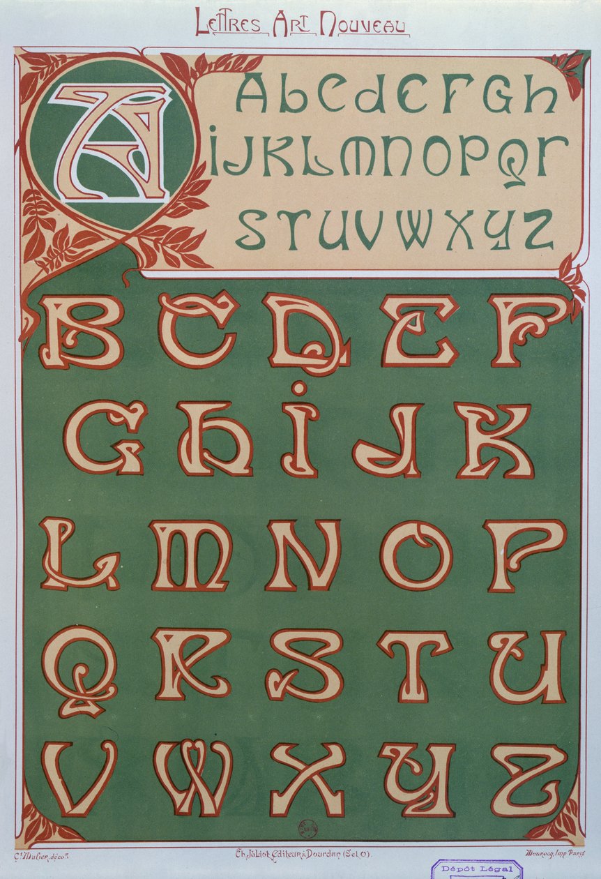 Art Nouveau -aakkoset, 1903 tekijältä E. Mulier