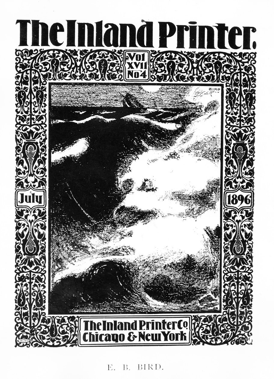 The Inland Printerin kansi, heinäkuu 1896 tekijältä E.B Bird