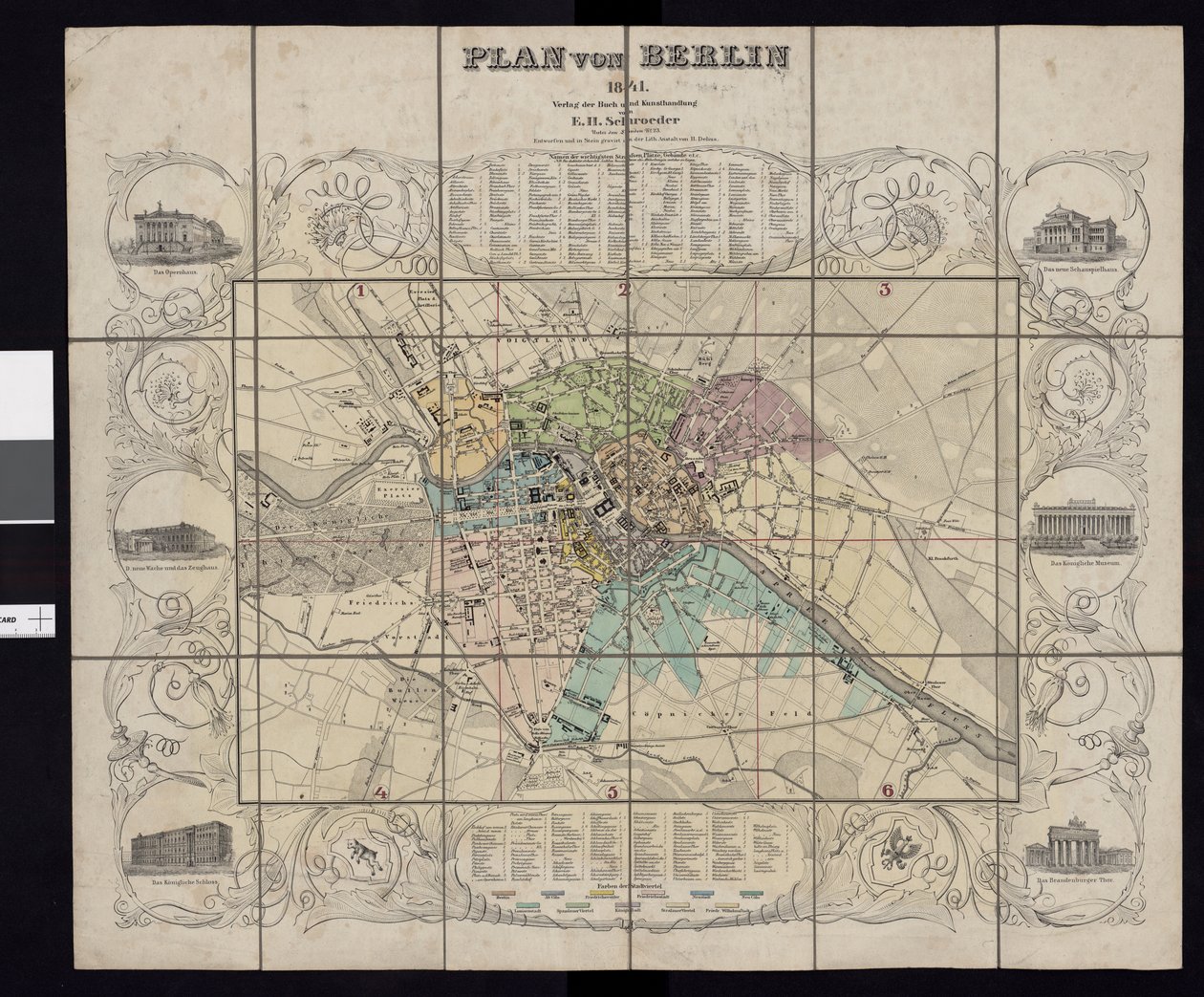 Kartta Nasjonalbibliotekets kartsamling. Kartta er gitt ut i Berlin (1841) ja viser Berlin tekijältä E.H. Schroeder