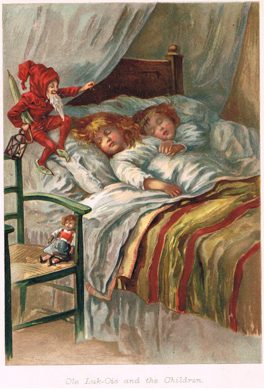 Ole-Luk-Oie Hans Christian Andersenin Fairy Talesin painoksessa, n. 1900 tekijältä E.S. Hardy