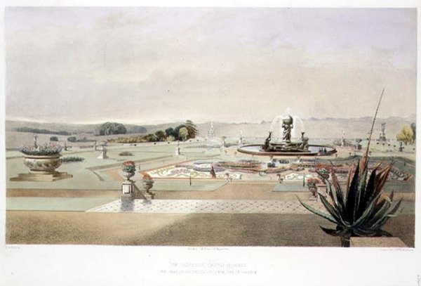 Parterre, Howardin linna, pubi. kirjoittanut Thomas McLean (litho) tekijältä E. Adveno Brooke