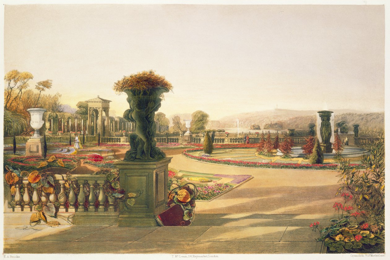 Parterre, Trentham Hall Gardens, pubi. Kirjailija: Thomas McLean tekijältä E. Adveno Brooke