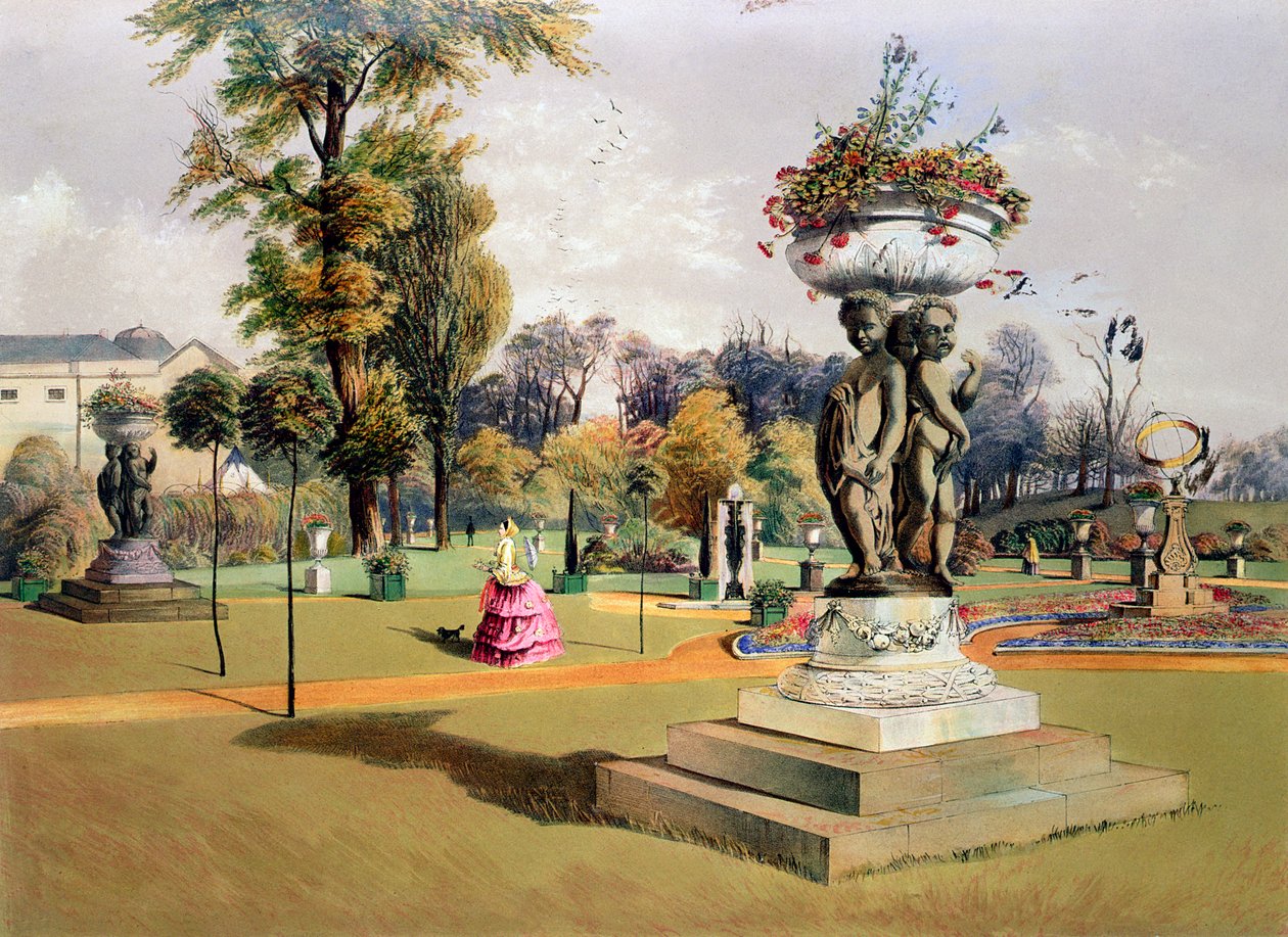Terrace Garden, Woburn Abbey, Berkshire, 1800-luvun puoliväli tekijältä E Adveno Brooke