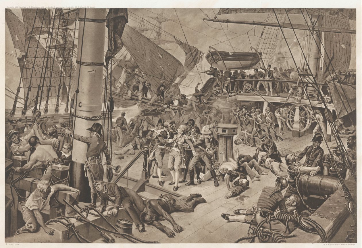 Trafalgarin meritaistelu, 1805 Trafalgarin taistelu (otsikko esineessä) tekijältä E. Albert and Co.