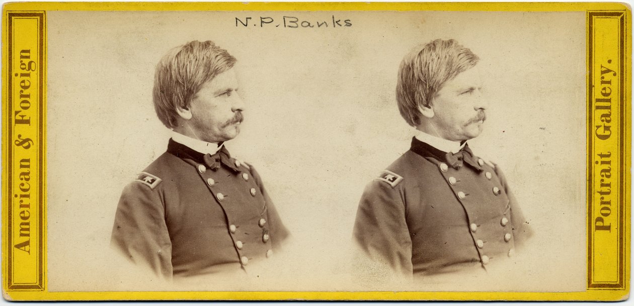 Nathaniel Prentice Banks (1816-94), amerikkalainen poliitikko ja unionin armeijan kenraali (stereokuva) tekijältä E. Anthony