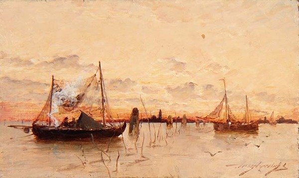 Auringonlasku laguunilla tekijältä E. Aubrey Hunt