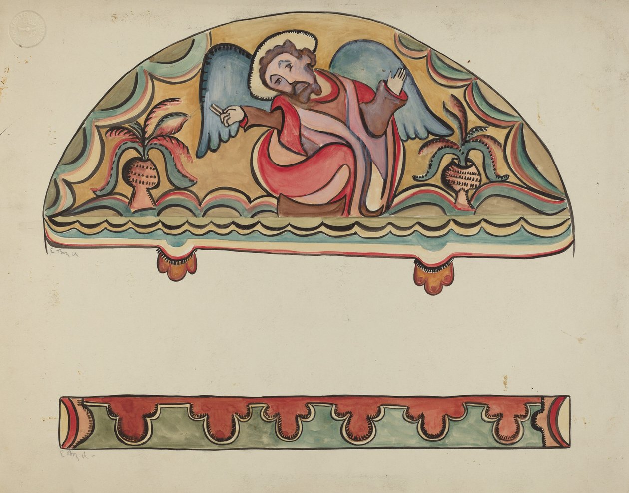 Lunette ja yksityiskohta alttarikirkosta Sanctuariossa, Chimayossa, 19351942. tekijältä E. Boyd