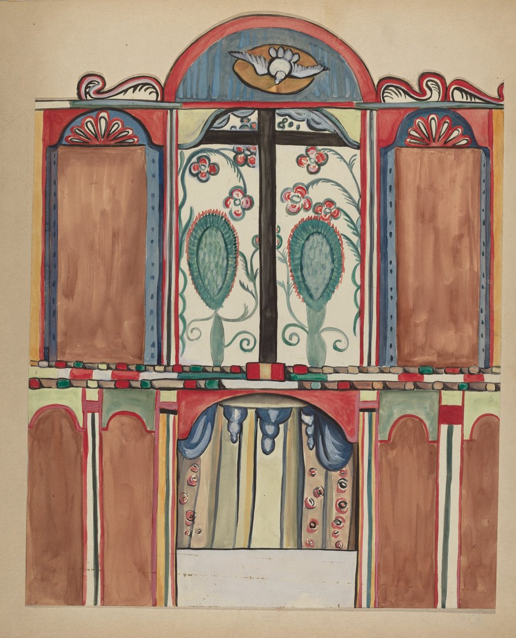 Main Reredos Santa Cruzin kirkossa, Santa Fen piirikunnassa, 19351942. tekijältä E. Boyd